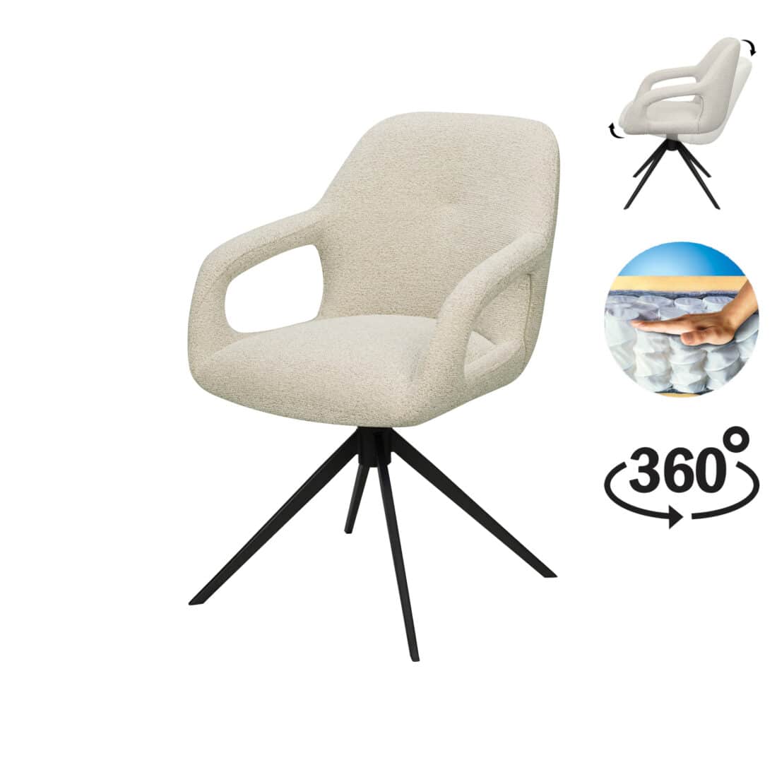 Eetkamerstoel Sahara 8211 Verstelbaar 8211 Stof Glacier Ash 8211 Relax Functie 8211 Zwart Frame