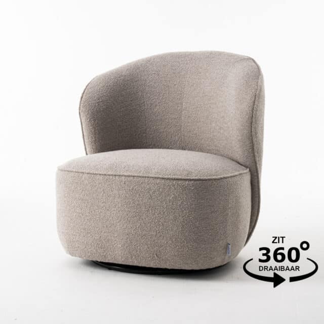 Draaifauteuil Sammy 8211 Stof Teddy 01 Natuurlijk