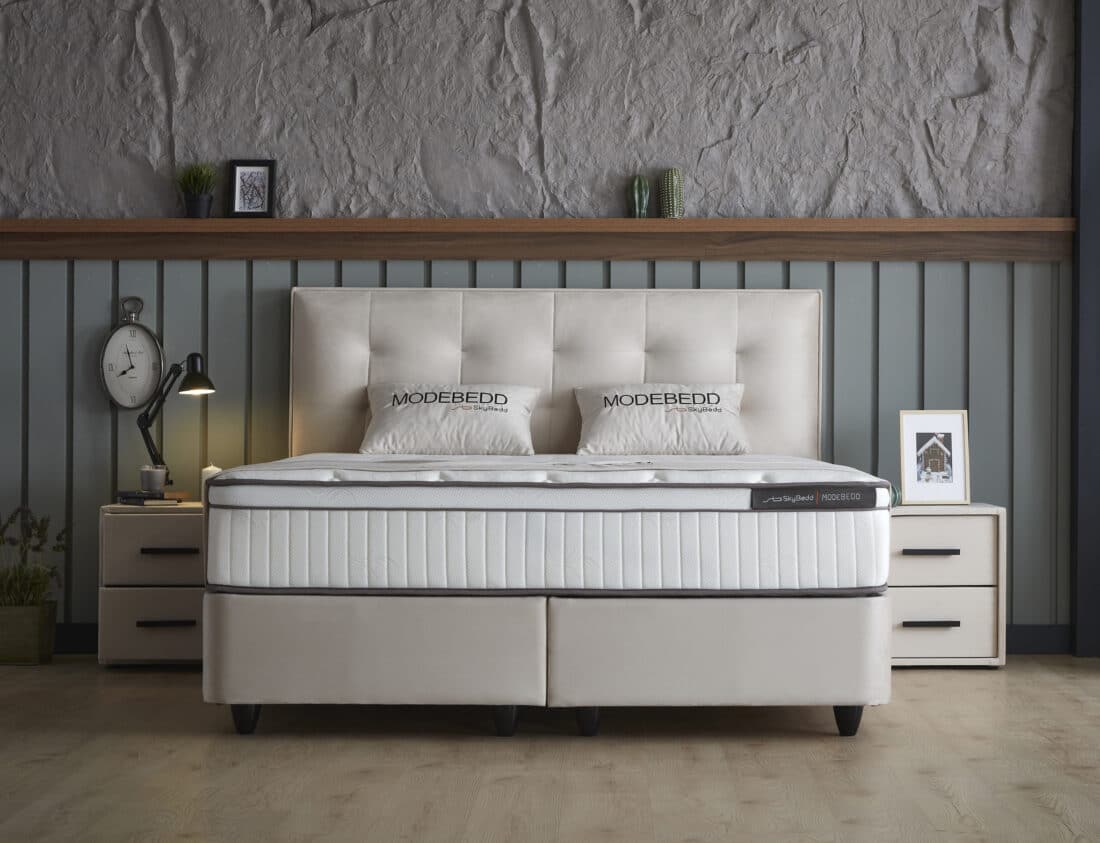 Opbergboxspring Modebedd Beige 180x200cm