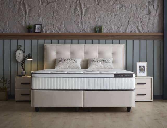 Opbergboxspring Modebedd Beige 180x200cm