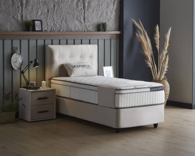 Opbergboxspring Modebed Beige 90x200cm 8211 Eenpersoons