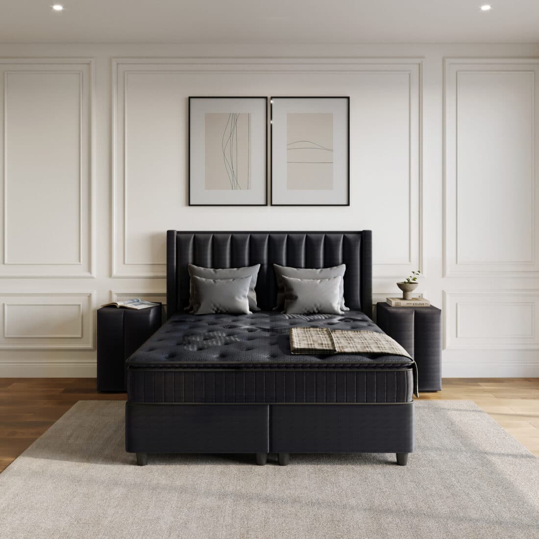 Opbergboxspring Blackpearl Antraciet 140x200cm