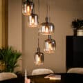 Hanglamp 5-lichts, H340 rookglas