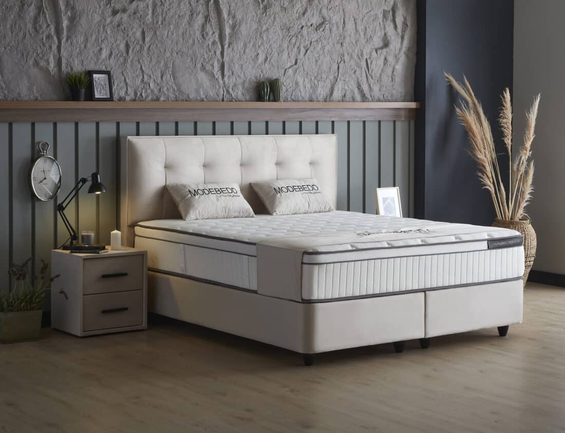 Opbergboxspring Modebedd Beige 180x200cm