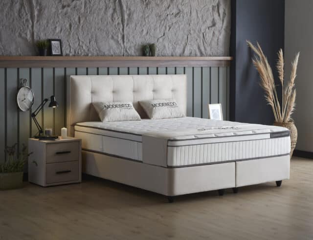 Opbergboxspring Modebedd Beige 180x200cm