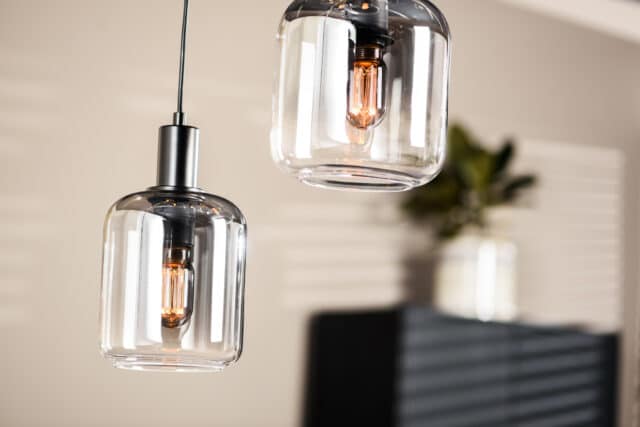 Hanglamp 5 Lichts H340 Rookglas