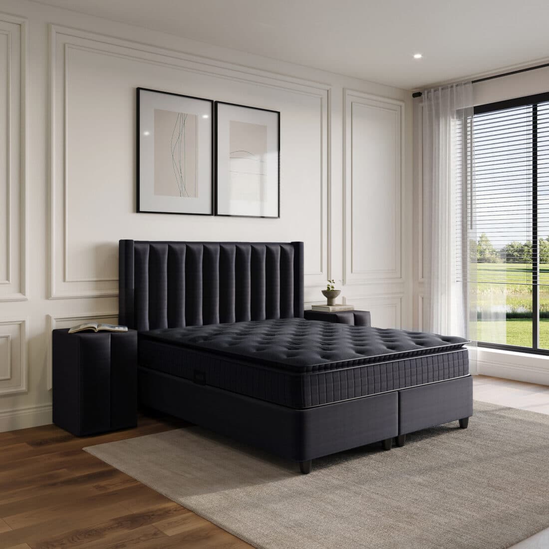 Opbergboxspring Blackpearl Antraciet 140x200cm