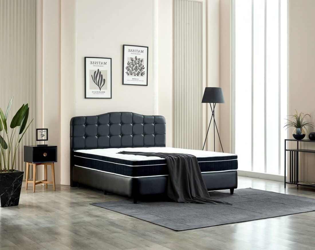 Opbergboxspring Marrakech Kunstleer Zwart 160x200cm