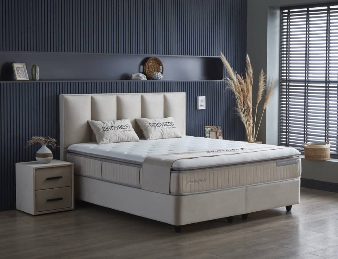 Opbergboxspring Birdybedd Beige 180x200cm