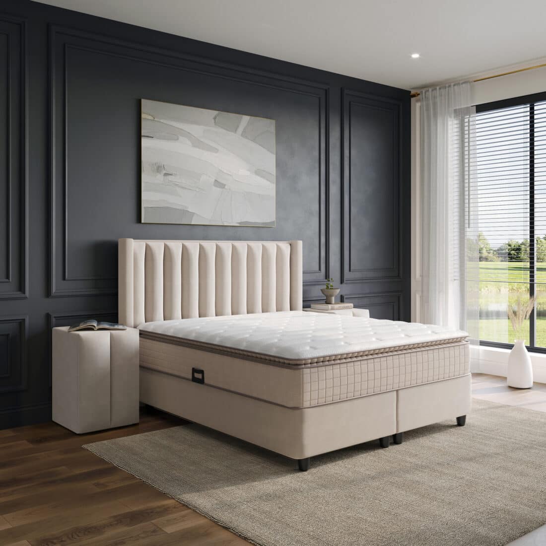 Opbergboxspring Blackpearl Beige 180x200cm