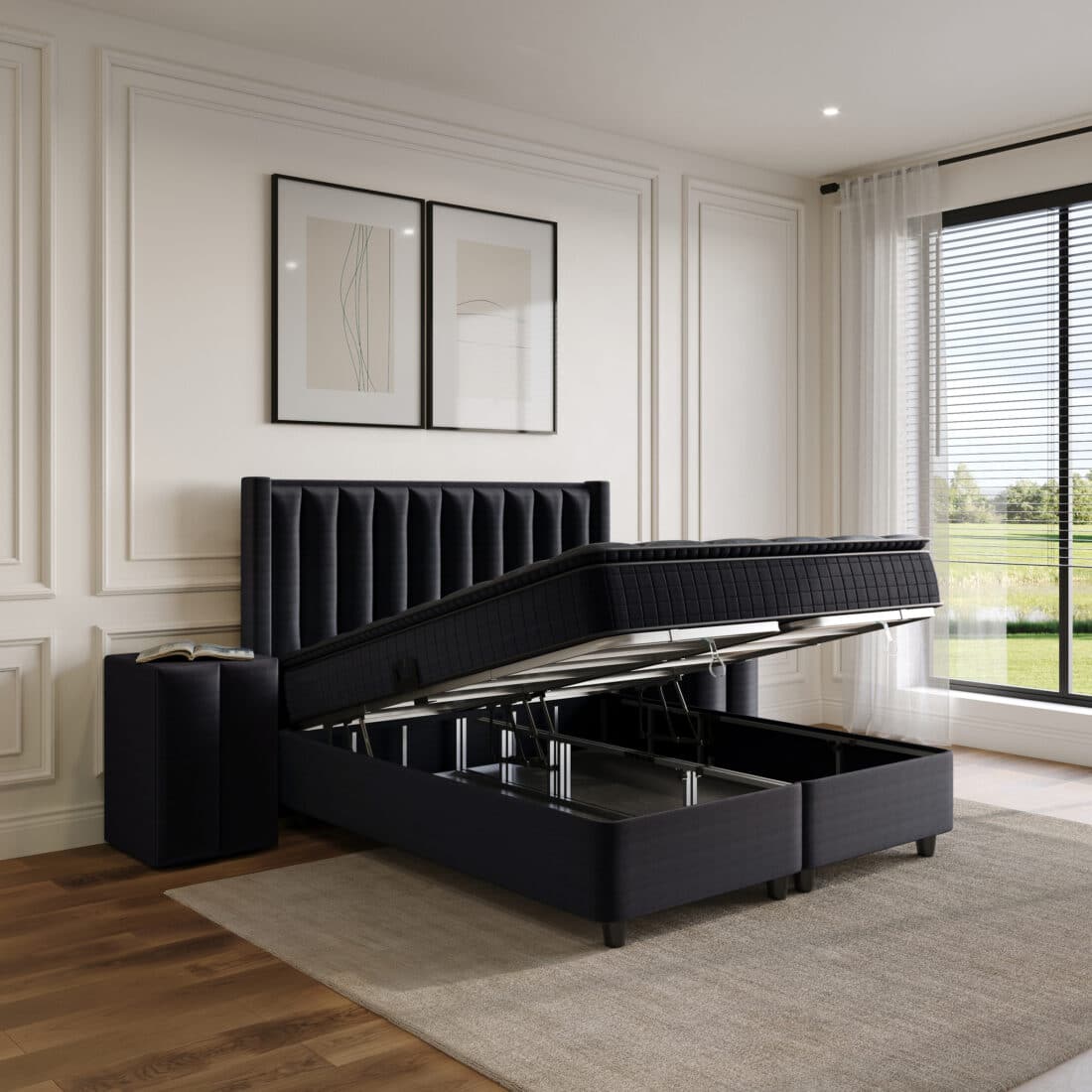 Opbergboxspring Blackpearl Antraciet 140x200cm