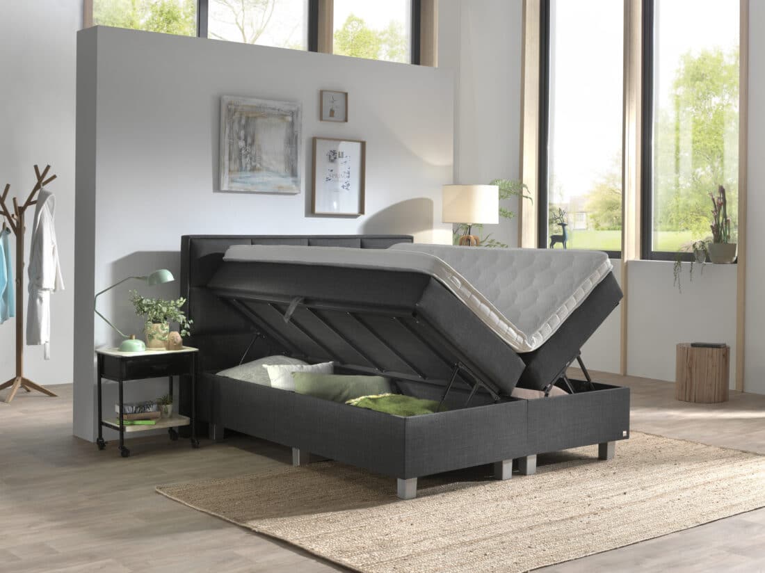 Opbergboxspring Modebedd Beige 160x200cm