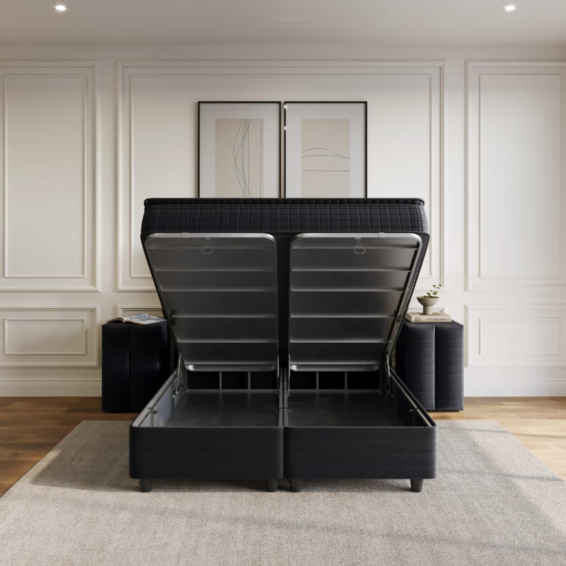Opbergboxspring Blackpearl Antraciet 140x200cm