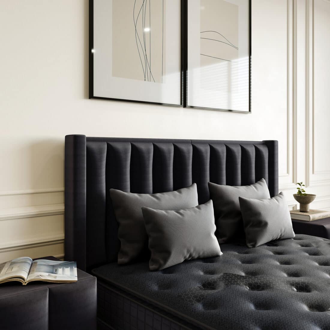 Opbergboxspring Blackpearl Antraciet 140x200cm