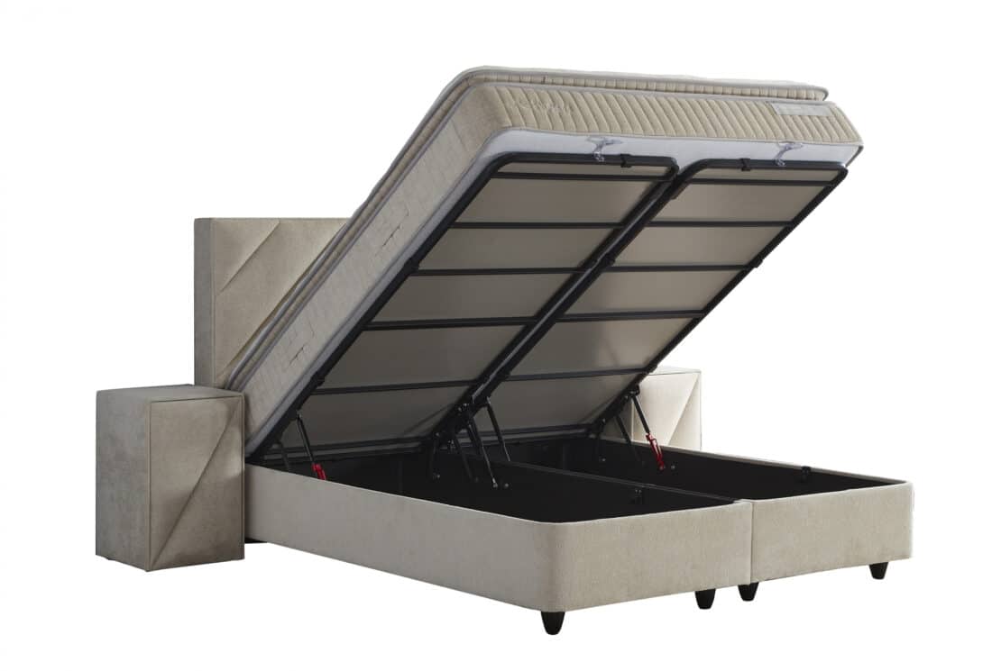 Opbergboxspring Shinebedd Beige 180x200cm