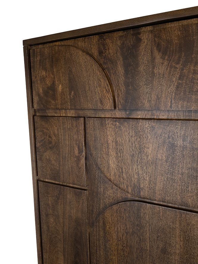 Wandkast 180 Met 3 Deuren En 2 Open Vakken Dark Walnut