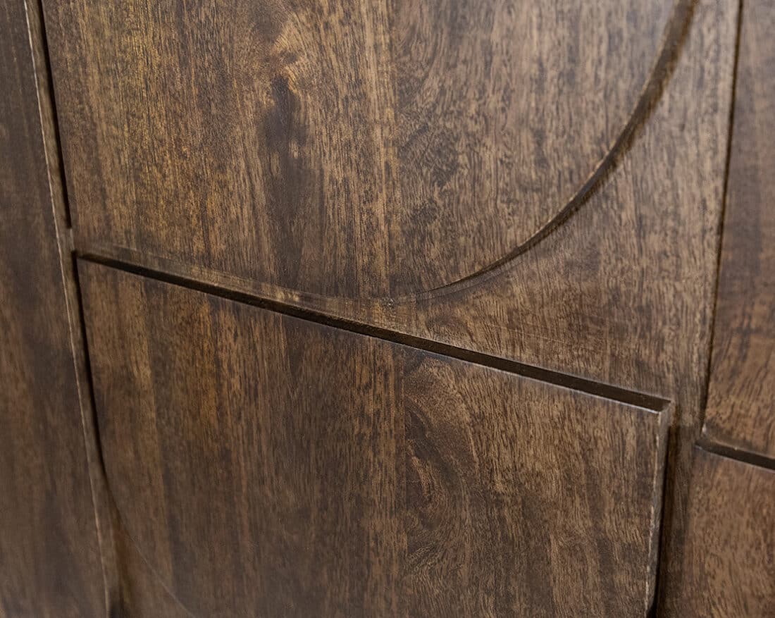 Wandkast 180 Met 3 Deuren En 2 Open Vakken Dark Walnut