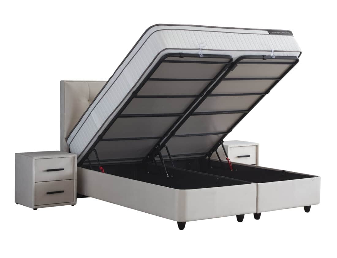 Opbergboxspring Modebedd Beige 180x200cm