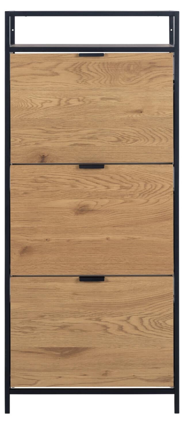 Schoenenkast Seaford 8211 Ruw Eikenpapier Zwart Metaal