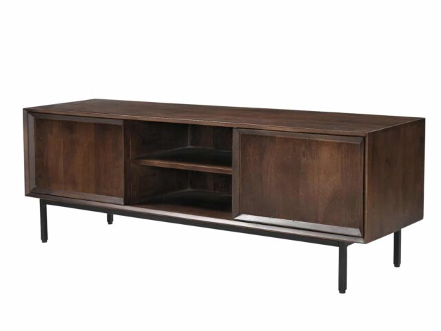 Tv Dressoir Ravenstein 8211 Bruin Mangohout 8211 Gecoat Staal 8211 150 Cm