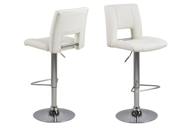 Barkruk Sylvia 8211 Wit Pu 8211 Chroom Minimale Bestelling 2 Stuks