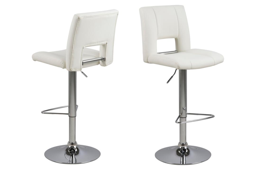 Barkruk Sylvia 8211 Wit Pu 8211 Chroom Minimale Bestelling 2 Stuks