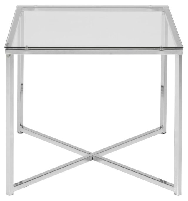 Bijzettafel Kruis 8211 Helder Glas 8211 Chroom