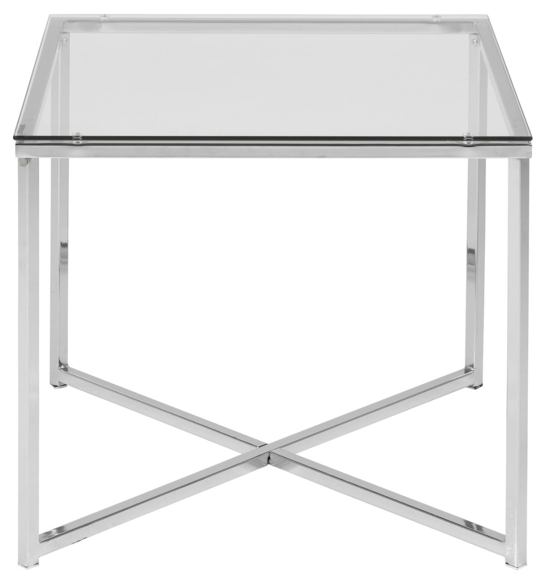 Bijzettafel Kruis 8211 Helder Glas 8211 Chroom