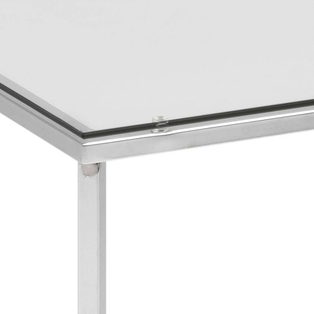 Bijzettafel Kruis 8211 Helder Glas 8211 Chroom