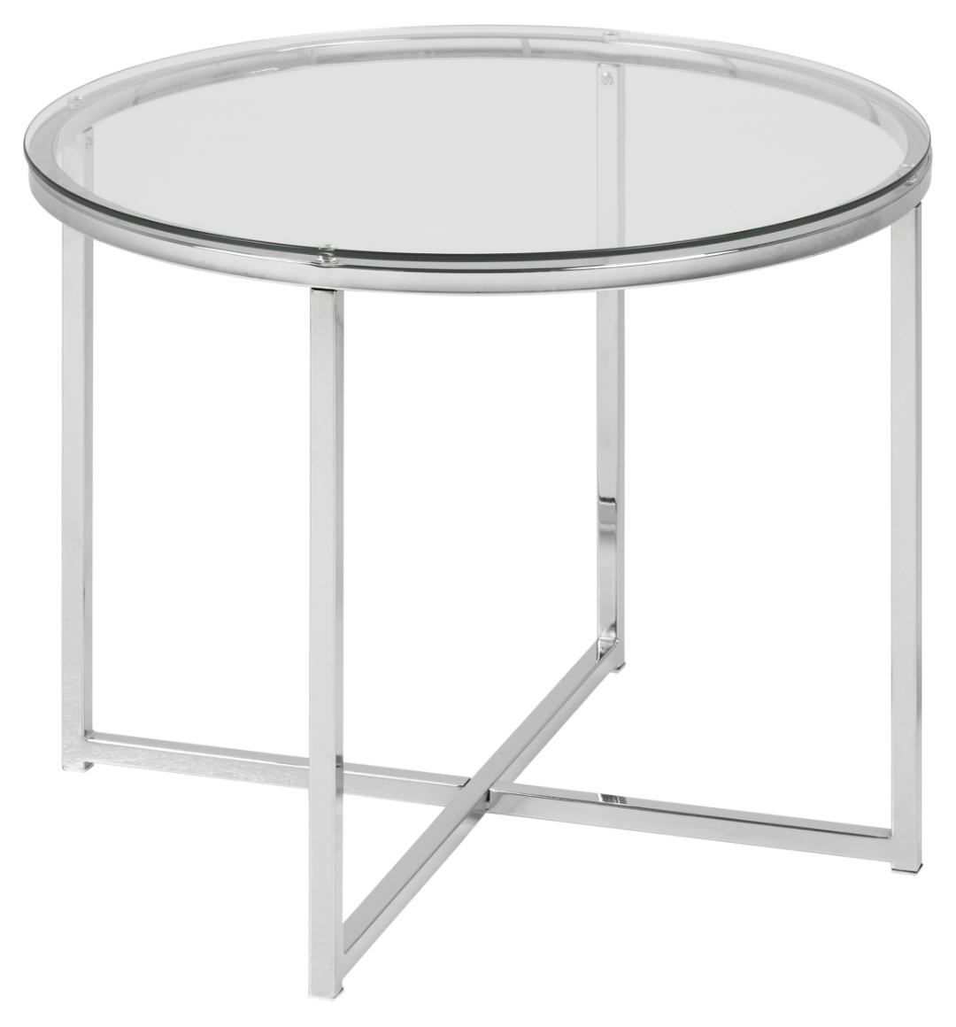 Bijzettafel Kruis 8211 Helder Glas 8211 Chroom