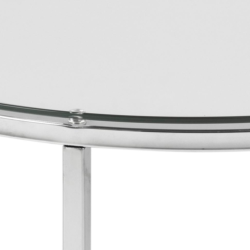 Bijzettafel Kruis 8211 Helder Glas 8211 Chroom
