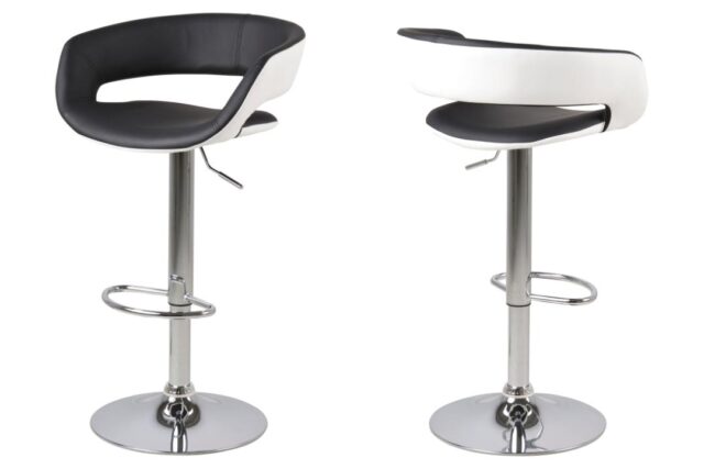 Barkruk Grace 8211 Pu Zwart Wit 8211 Chroom Minimale Bestelling 2 Stuks