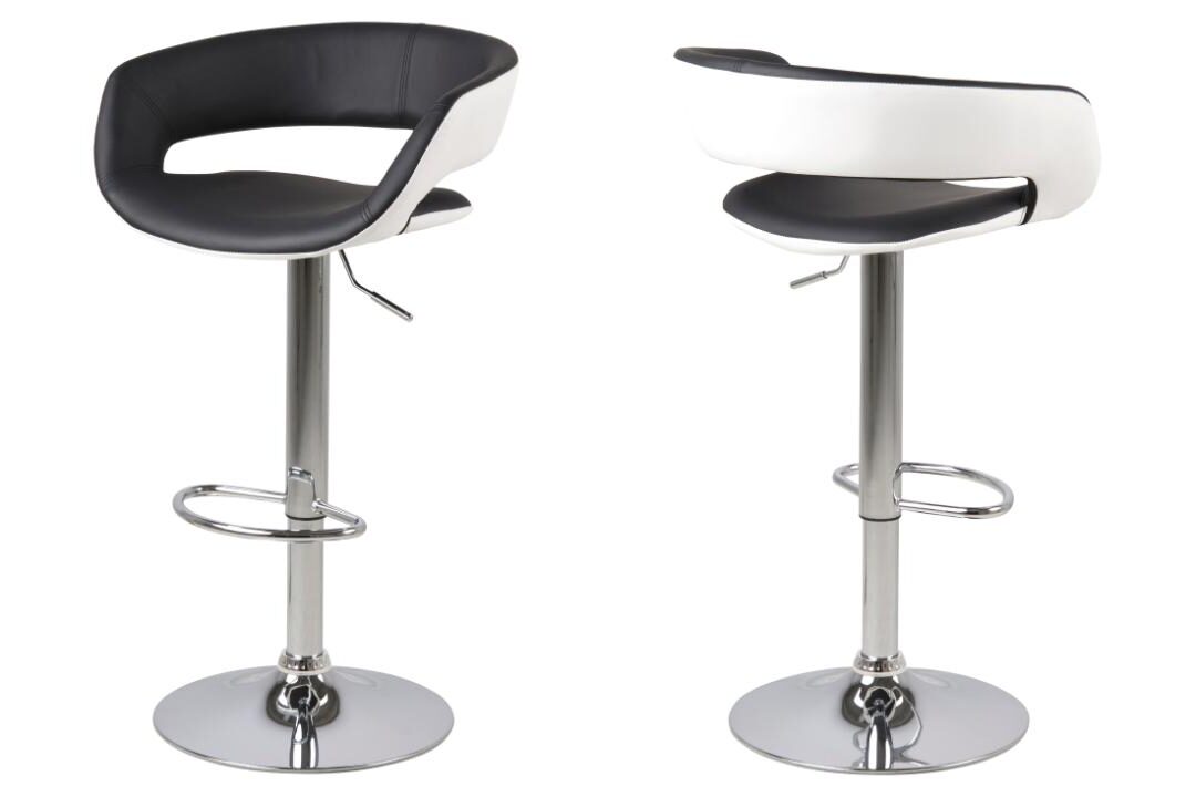 Barkruk Grace 8211 Pu Zwart Wit 8211 Chroom Minimale Bestelling 2 Stuks