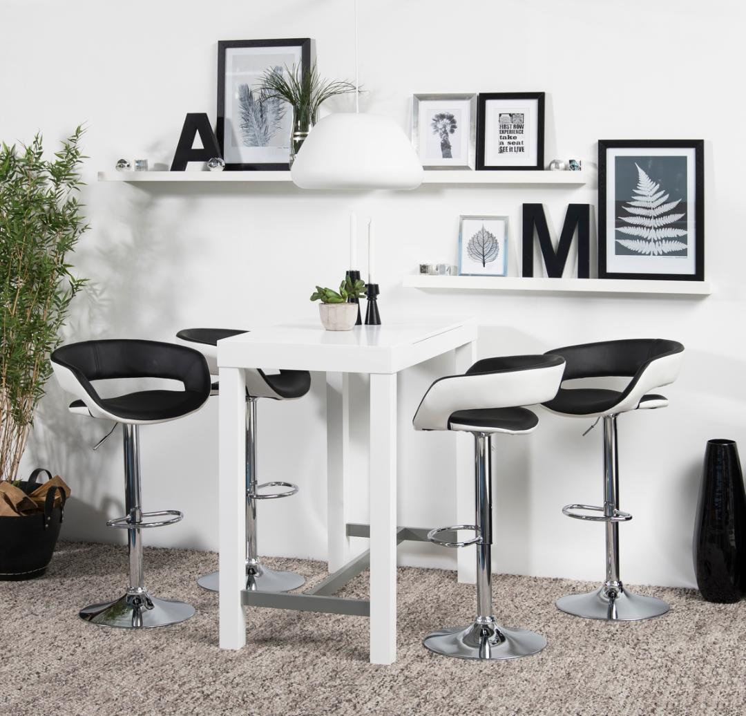 Barkruk Grace 8211 Pu Zwart Wit 8211 Chroom Minimale Bestelling 2 Stuks