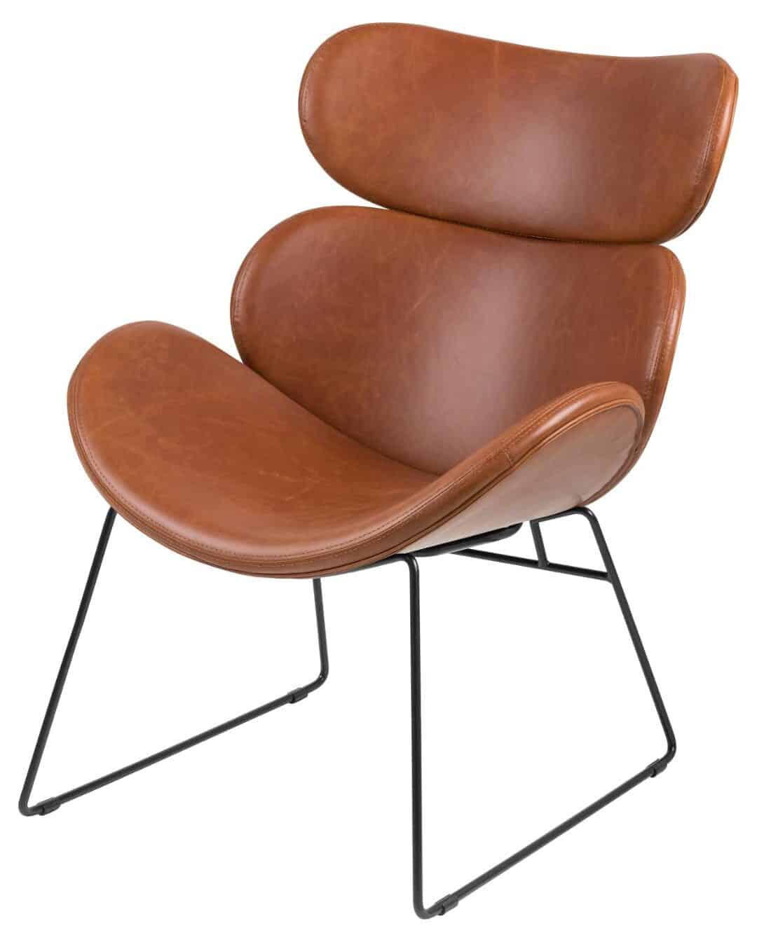 Loungestoel Cazar 8211 Pu Vintage Brandy Cognac 8211 Zwart Metaal Loungestoel Cazar 8211 Pu Vintage Brandy Cognac 8211 Zwart Metaal