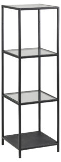 Boekenkast Seaford - Zwart metaal - Glas