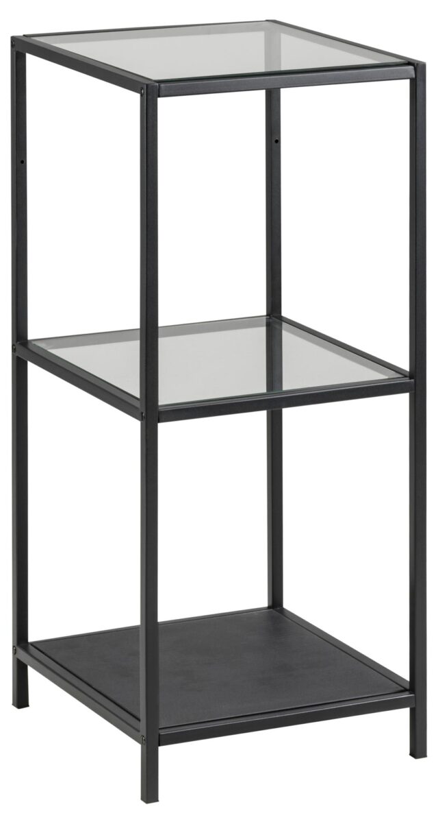 Boekenkast Seaford 8211 Zwart Metaal Helder Glas