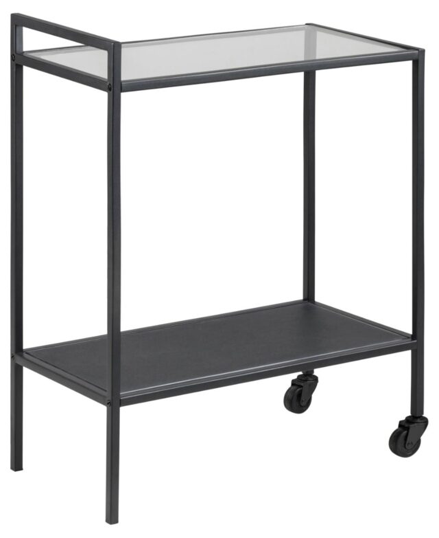 Serveerwagen Seaford 8211 Mat Zwart Staal 8211 Helder Glas