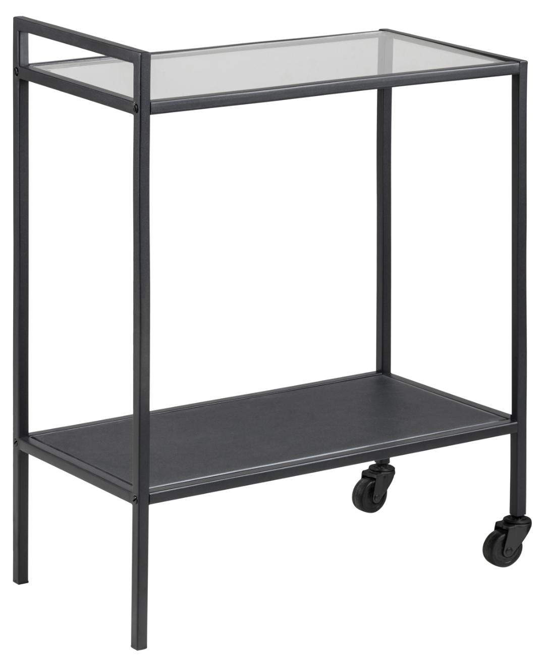 Serveerwagen Seaford 8211 Mat Zwart Staal 8211 Helder Glas