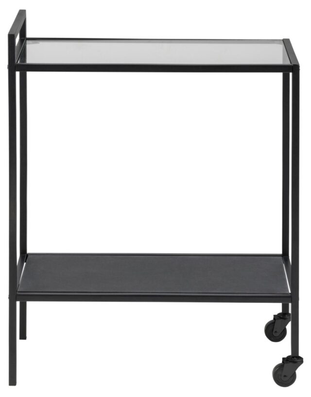 Serveerwagen Seaford 8211 Mat Zwart Staal 8211 Helder Glas
