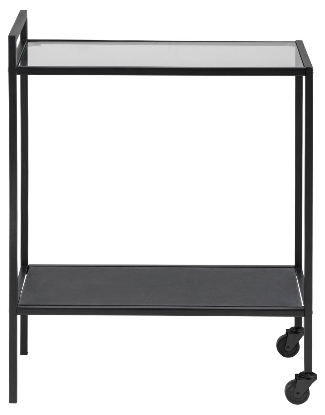 Serveerwagen Seaford 8211 Mat Zwart Staal 8211 Helder Glas