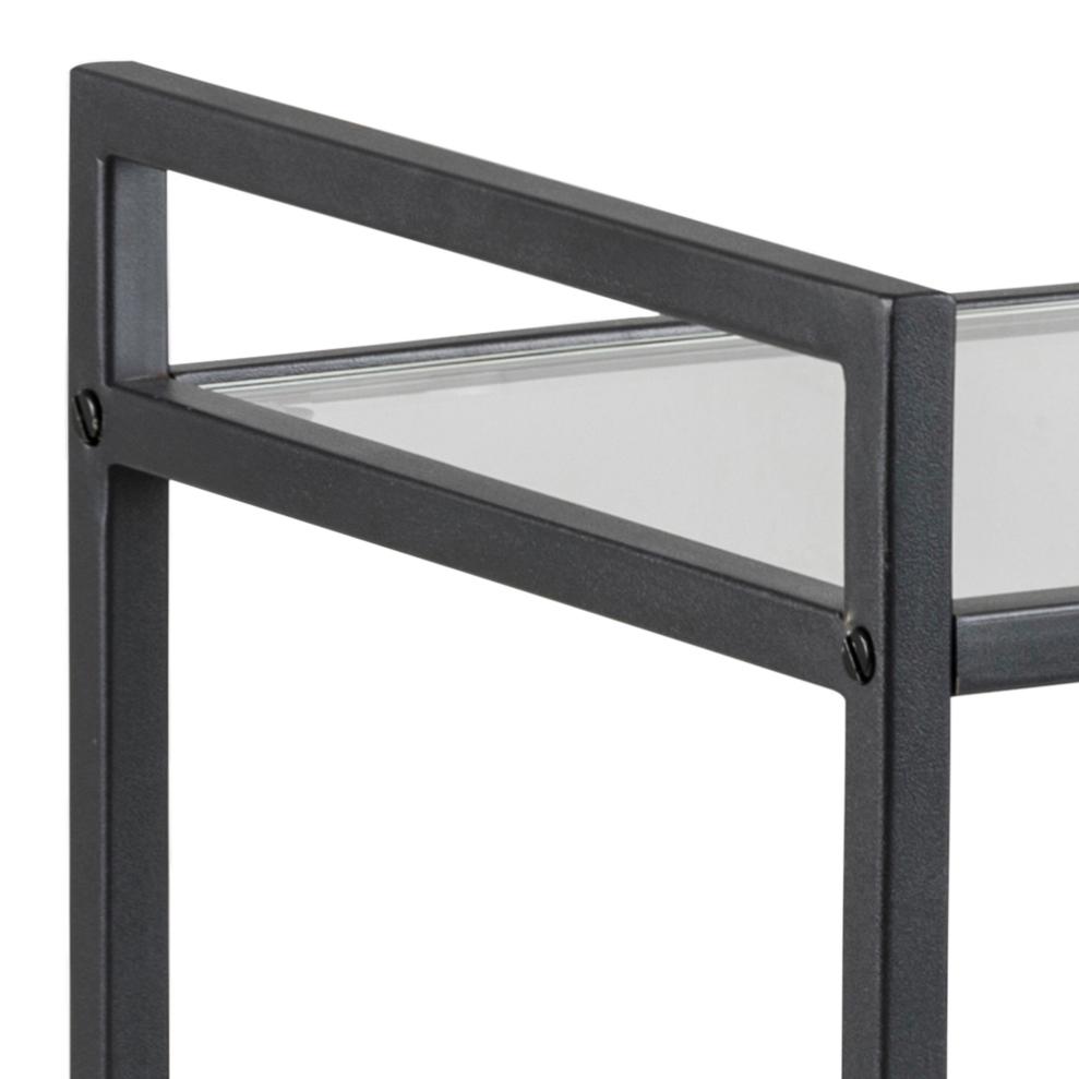 Serveerwagen Seaford 8211 Mat Zwart Staal 8211 Helder Glas