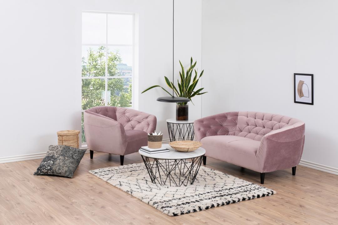 2 Zitsbank Ria 8211 Stof Vic Dusty Rose