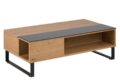 Salontafel Azalea - Zwart glas - Wild eiken melamine - Metaal