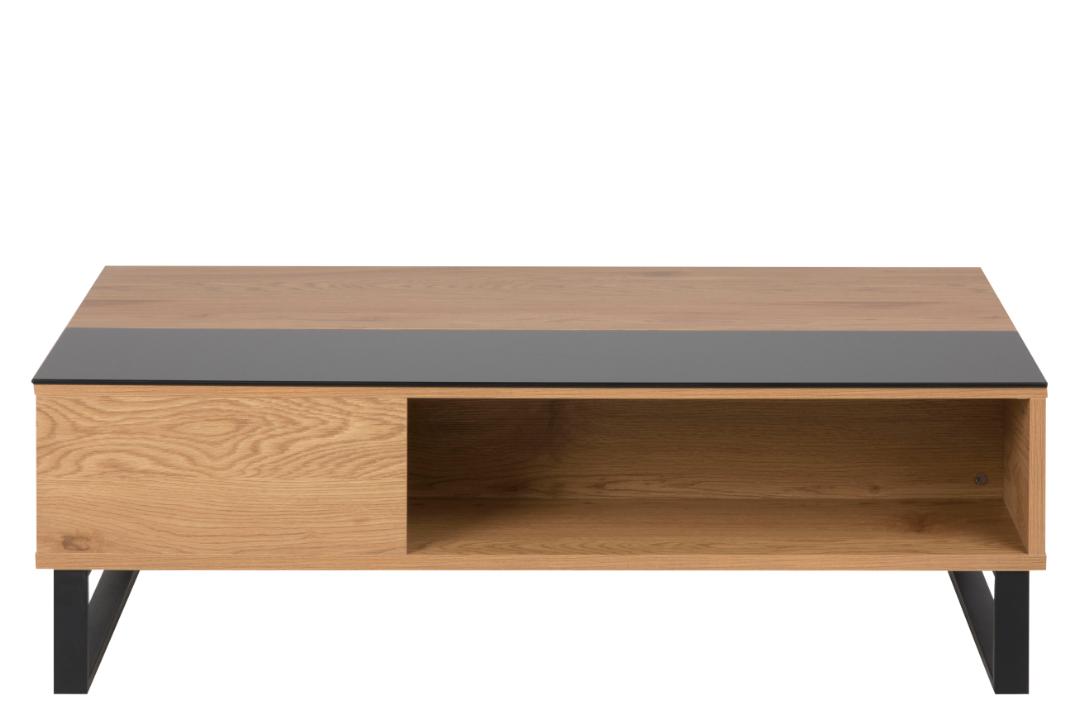 Salontafel Azalea 8211 Zwart Glas 8211 Wild Eiken Melamine 8211 Metaal
