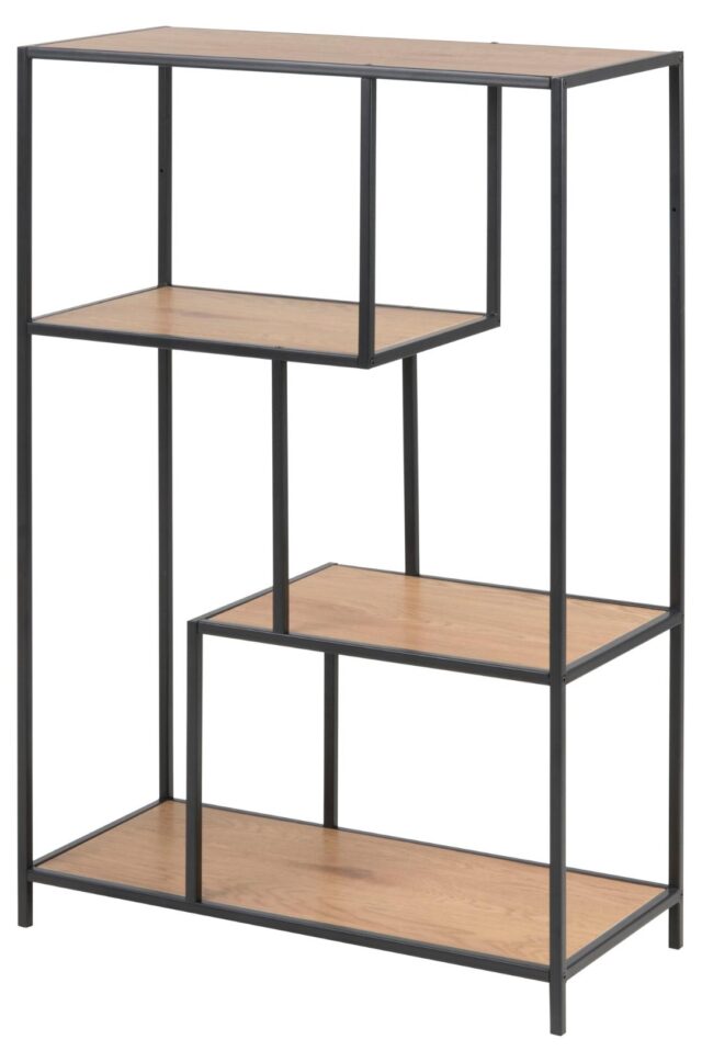 Boekenkast Seaford 8211 Zwart Mat Metaal 8211 Eiken Melamine Planken