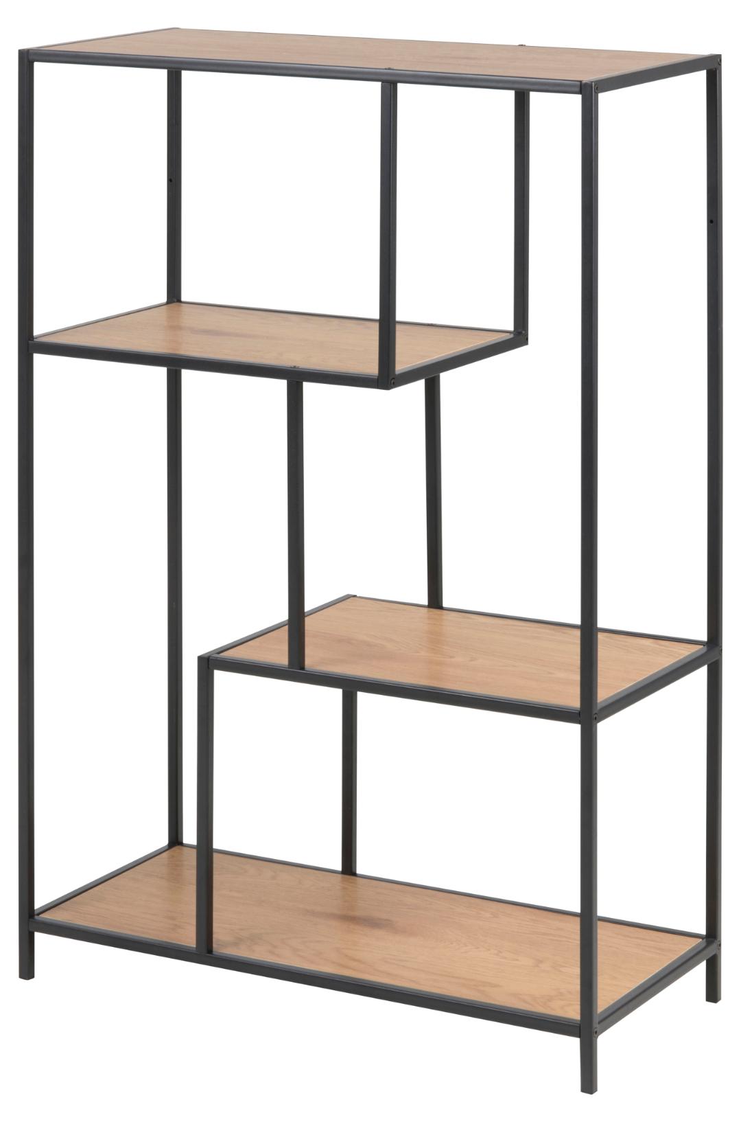 Boekenkast Seaford 8211 Zwart Mat Metaal 8211 Eiken Melamine Planken