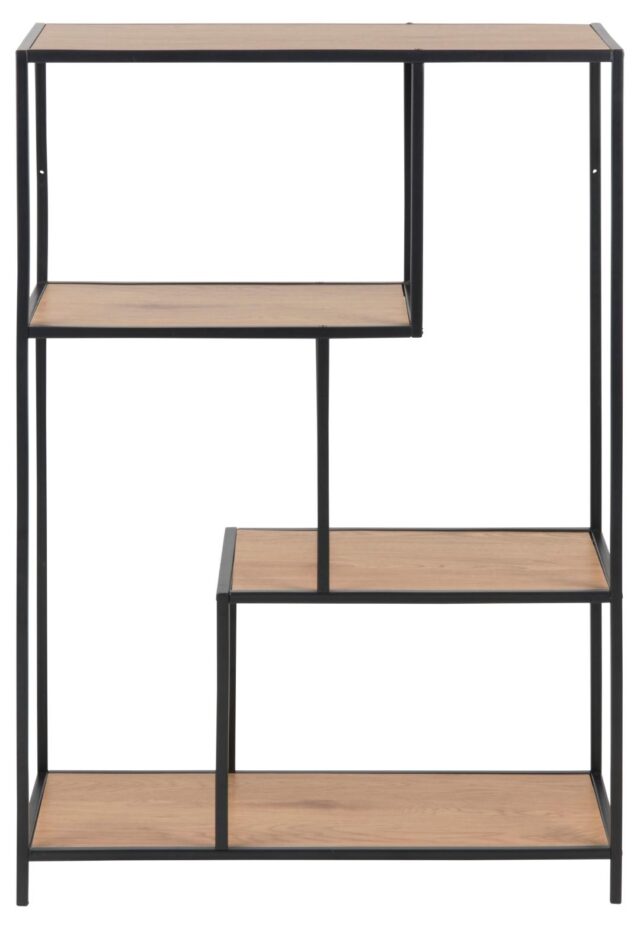 Boekenkast Seaford 8211 Zwart Mat Metaal 8211 Eiken Melamine Planken
