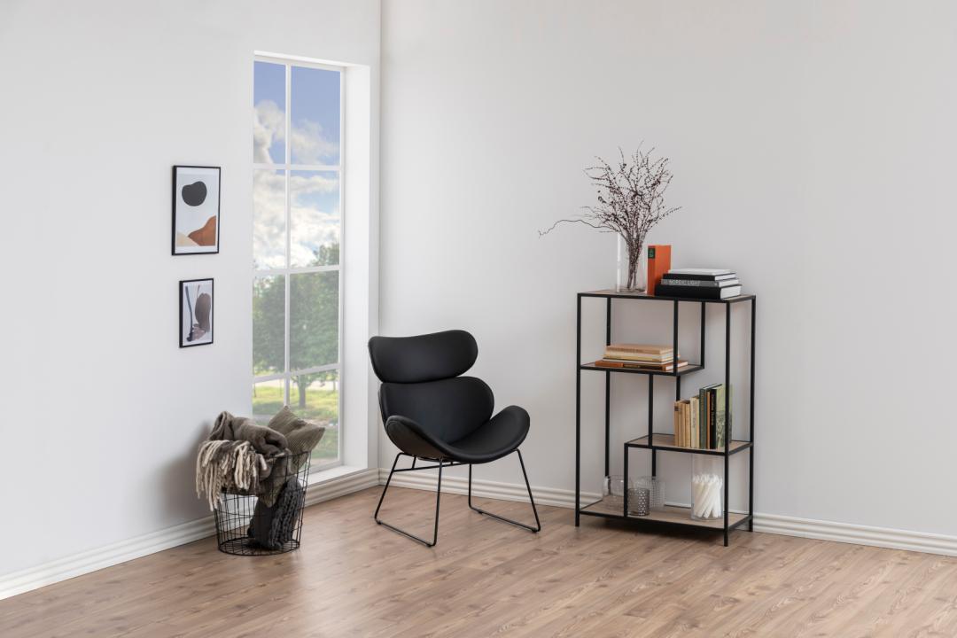 Boekenkast Seaford 8211 Zwart Mat Metaal 8211 Eiken Melamine Planken