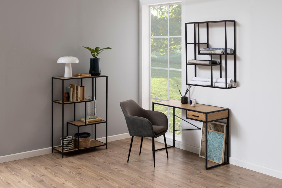 Wandplank Seaford 8211 Mat Zwart Eiken 8211 Staal